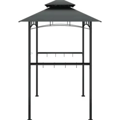 vidaXL Tak för grill med sidohyllor antracit 240x150x243 cm stål