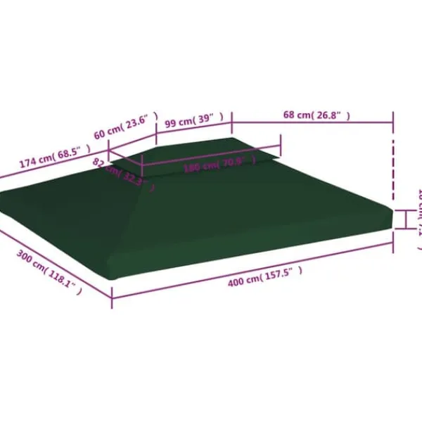 Tak till partytält & lusthus - Living Paviljongtak 310 g/m² 3 x 4 m grön