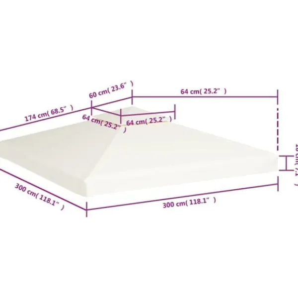 Tak till partytält & lusthus - Living Paviljongtak 310 g/m² 3 x 3 m gräddvit