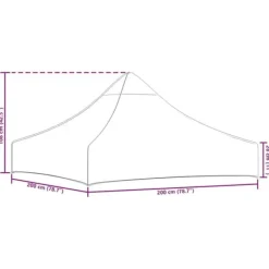 Tak till partytält 2x2 m - UV-beständig reservdel | Färg: Gräddvit | Storlek: 270 g/m²