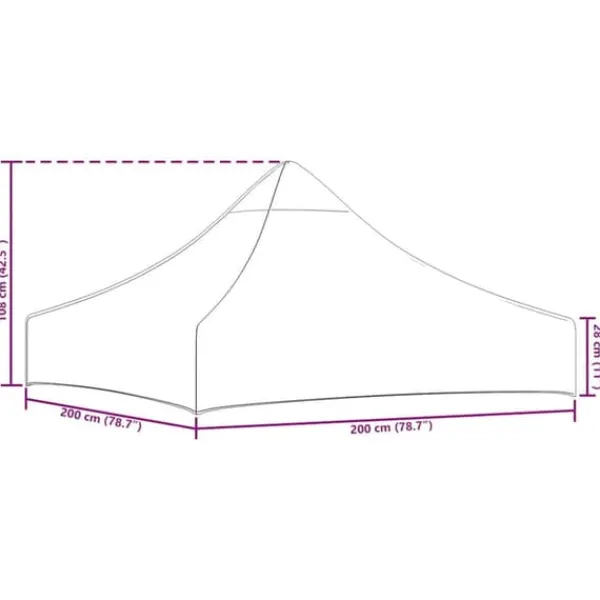 Tak till partytält 2x2 m - UV-beständig reservdel | Färg: Gräddvit | Storlek: 270 g/m²