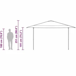 Tak Tält - Utomhuseventtält 400x400 cm i Oxford tyg | Färg: Blå | Höjd: 227/236/245 cm