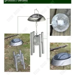 Best TD® Solar chime lampa läsbord utomhus inomhus led dekoration ljus färg vind trädgård innergård vägglampa Vinddekoration