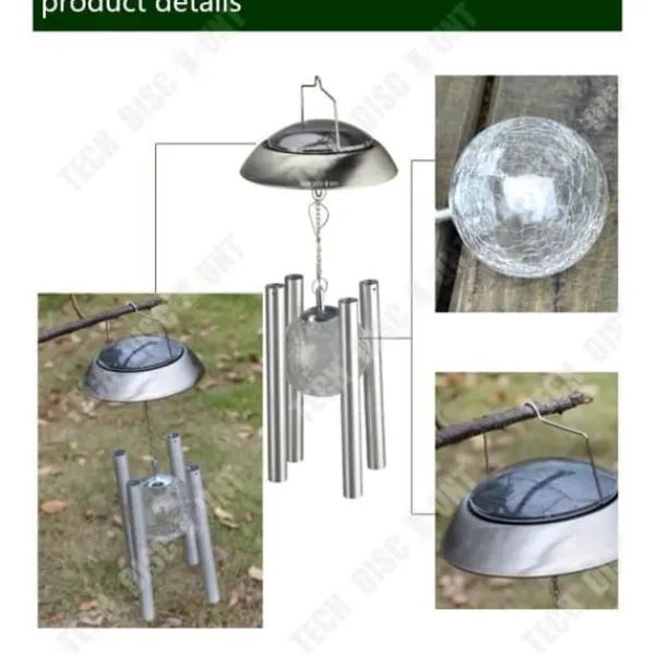 Best TD® Solar chime lampa läsbord utomhus inomhus led dekoration ljus färg vind trädgård innergård vägglampa Vinddekoration