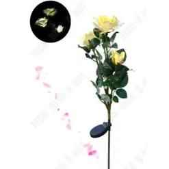 Outlet TD® Solar Garden Light 3 LED Rose Blomma Form/Stak att plantera i trädgården/Utomhus energisparande ljus Vit Trädgårdsprydnader