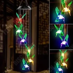 Discount TD® Solar Wind Chime Hummingbirds LED-ljusfärgskiftande solfågellampa för trädgårdsuteplats Mobil veranda Vinddekoration