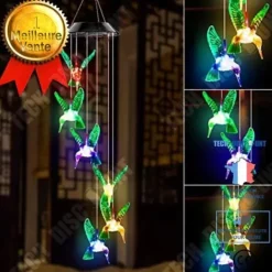 Discount TD® Solar Wind Chime Hummingbirds LED-ljusfärgskiftande solfågellampa för trädgårdsuteplats Mobil veranda Vinddekoration