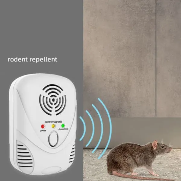TD® Ultrasonic Mouse Repellent 6,3*6*9,6CM repellerar insekter och gnagare Nattljusfunktion