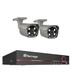 Techage säkerhetskamerasystem, 8-kanals NVR, AI mänsklig detektion,8CH 2St 5MP Kamera, 4T