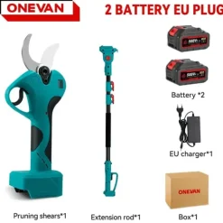 Teleskopisk stångbeskärningssax, sladdlös, kraftfull klippprestanda,2 Batteri EU Kontakt