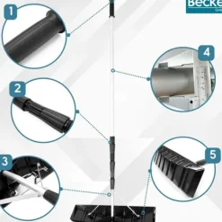 Teleskopskrapa, snöskyffel för taket, aluminium, hopfällbar