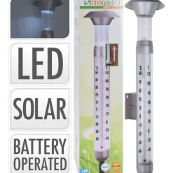 Outlet TERMOMETRO CON LAMPADA SOLARE 56CM ACCESSORI GIARDINO ESTERNO Trädgårdsprydnader
