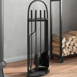 The Living Store Brasverktygsset 5 delar 23x15x66 cm stål - Verktyg för öppna spisar