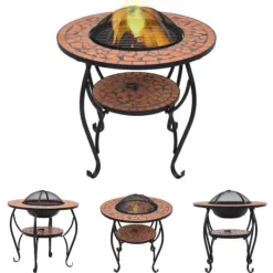 Online The Living Store Eldfat med mosaikbord terrakotta 68 cm keramik - Öppna spisar Öppna Spisar