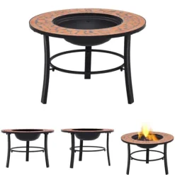 Outlet The Living Store Eldfat med mosaik terrakotta 68cm keramik - Öppna spisar Öppna Spisar