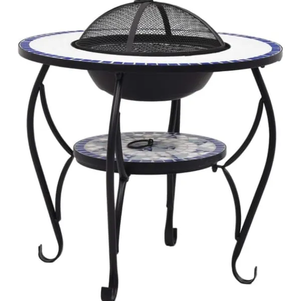 Sale The Living Store Eldfat med mosaikbord blå och vit 68 cm keramik - Öppna spisar Öppna Spisar