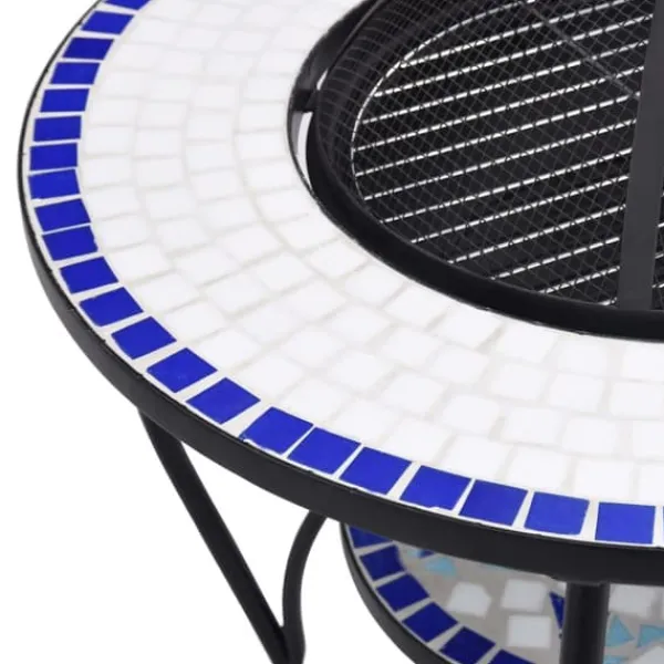 Sale The Living Store Eldfat med mosaikbord blå och vit 68 cm keramik - Öppna spisar Öppna Spisar