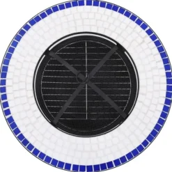 Sale The Living Store Eldfat med mosaikbord blå och vit 68 cm keramik - Öppna spisar Öppna Spisar