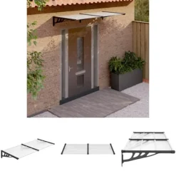 The Living Store Entrétak svart och transparent 199x90 cm polykarbonat - Markiser