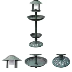 Clearance The Living Store Fågelbad/matare med soldriven lampa - Fågelbad För Fåglar & Småvilt