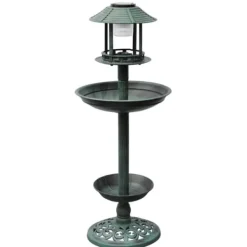Clearance The Living Store Fågelbad/matare med soldriven lampa - Fågelbad För Fåglar & Småvilt