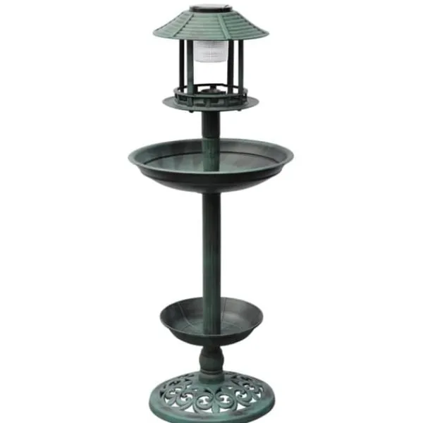 Clearance The Living Store Fågelbad/matare med soldriven lampa - Fågelbad För Fåglar & Småvilt