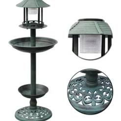 Clearance The Living Store Fågelbad/matare med soldriven lampa - Fågelbad För Fåglar & Småvilt