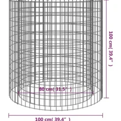 The Living Store Gabion för eldstad Ø 100 cm galvaniserat järn - Öppna spisar