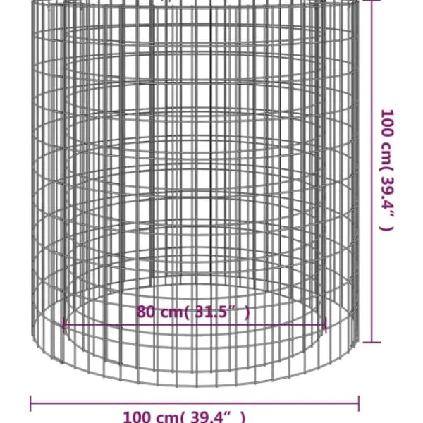 The Living Store Gabion för eldstad Ø 100 cm galvaniserat järn - Öppna spisar
