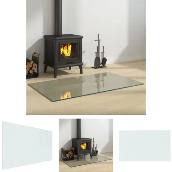 The Living Store Glasskiva för öppen spis rektangulär 100x60 cm - Glas