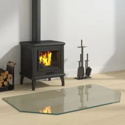The Living Store Glasskiva för öppen spis sexkantig 100x60 cm - Glas