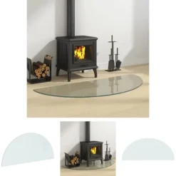 The Living Store Glasskiva för öppen spis halvrund 1200x500 mm - Glas