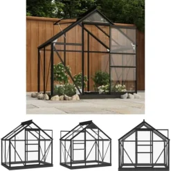 The Living Store Glasväxthus antracit 155x103x191 cm aluminium - Växthus Växthus