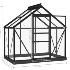 The Living Store Glasväxthus antracit 155x103x191 cm aluminium - Växthus Växthus