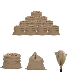 Clearance The Living Store Jutesäckar 10 st 100x110 cm 100% jute 340 gsm - Resväskor & väskor Trädgårdskorgar