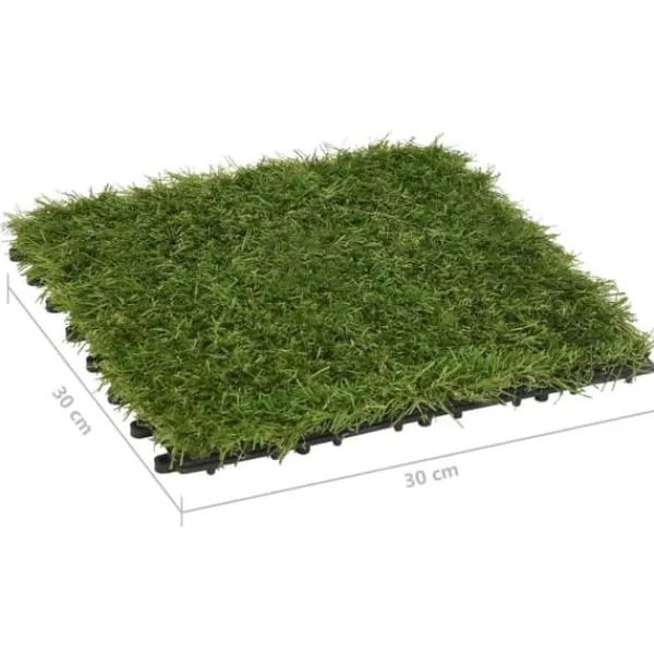 The Living Store Konstgräsplattor 11 st grön 30x30 cm - Artificiell flora