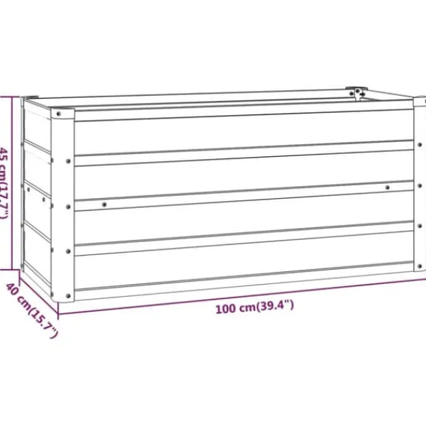 The Living Store Odlingslåda rostig 100x40x45 cm rosttrögt stål - Krukor & odlingslådor