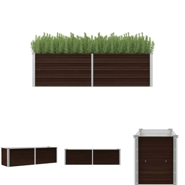 Hot The Living Store Odlingslåda upphöjd brun 160x40x45 cm galvaniserat stål - Krukor & odlingslådor Krukor & Växtbehållare