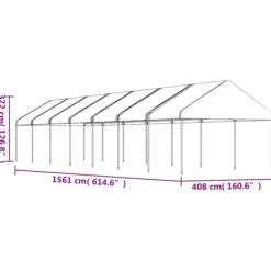 Hot The Living Store Paviljong med tak vit 15,61x4,08x3,22 m polyeten - Partytält & paviljoner Tält & Lusthus