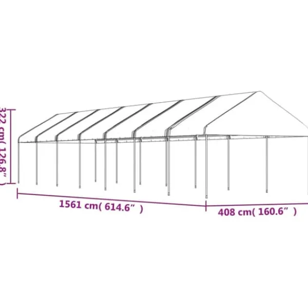 Hot The Living Store Paviljong med tak vit 15,61x4,08x3,22 m polyeten - Partytält & paviljoner Tält & Lusthus
