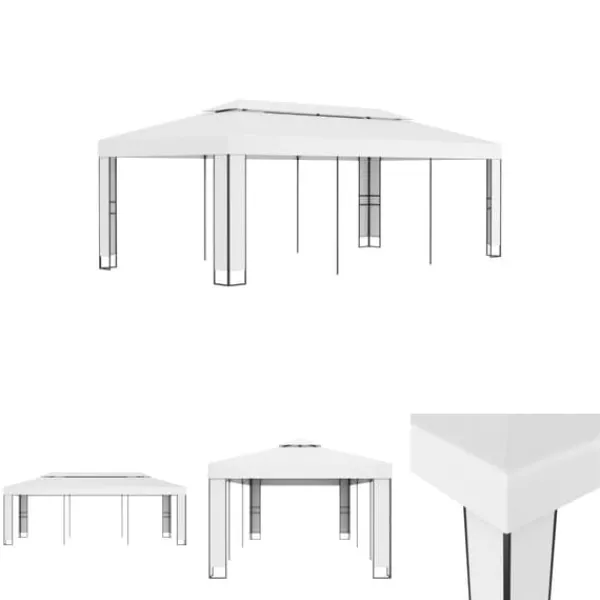 The Living Store Paviljong med dubbeltak 3x6 m vit - Partytält & paviljoner