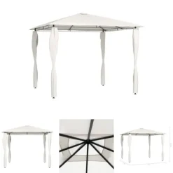 Best The Living Store Paviljong med stolpar 3x3x2,6 m gräddvit 160 g/m² - Partytält & paviljoner Tält & Lusthus
