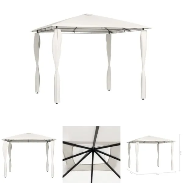 Best The Living Store Paviljong med stolpar 3x3x2,6 m gräddvit 160 g/m² - Partytält & paviljoner Tält & Lusthus