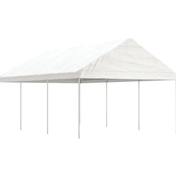 The Living Store Paviljong med tak vit 6,69x4,08x3,22 m polyeten - Partytält & paviljoner