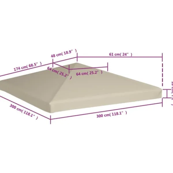Hot The Living Store Paviljongtak 310 g/m² 3x3 m beige - Tak till partytält & lusthus Tält & Lusthus