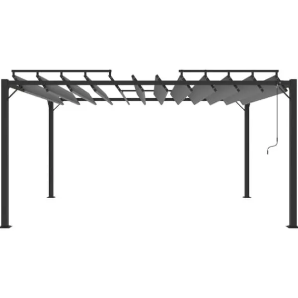 The Living Store Paviljong med lamelltak 3x4 m antracit tyg och aluminium - Partytält & paviljoner