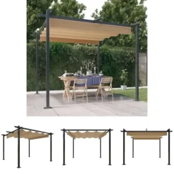 The Living Store Paviljong med infällbart tak 3x3 m taupe - Partytält & paviljoner Valvbågar, Spaljéer, Bersåer & Pergolor
