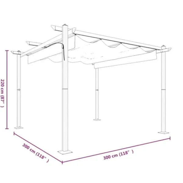 The Living Store Paviljong med infällbart tak 3x3 m taupe - Partytält & paviljoner Valvbågar, Spaljéer, Bersåer & Pergolor