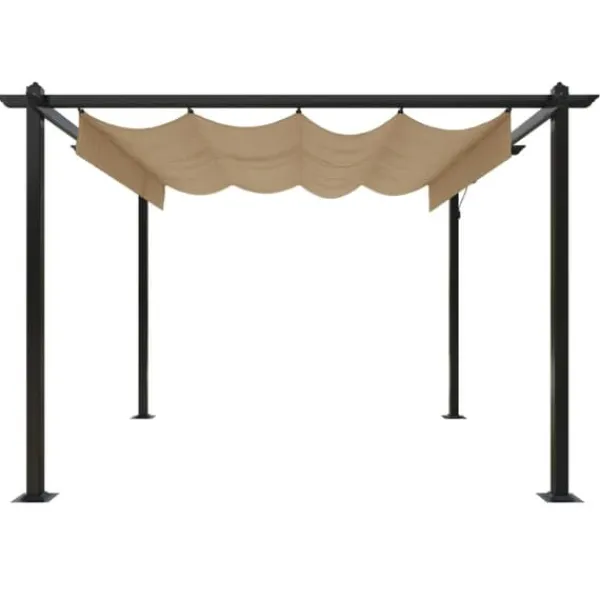 The Living Store Paviljong med infällbart tak 3x3 m taupe - Partytält & paviljoner Valvbågar, Spaljéer, Bersåer & Pergolor