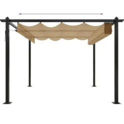 The Living Store Paviljong med infällbart tak 3x3 m taupe - Partytält & paviljoner Valvbågar, Spaljéer, Bersåer & Pergolor